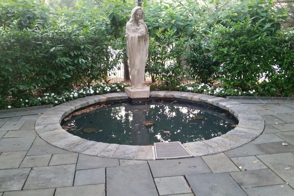 The statue of the Virgin Mary. 