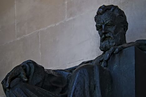 Close up of the Alexander Graham Bell Statue.