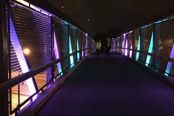 The bridge at night.