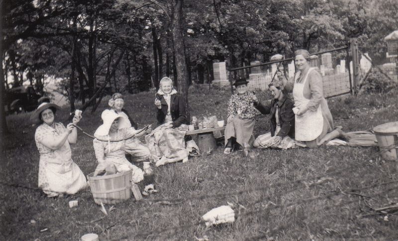 Sausages are served at a picnic at the Greve Cemetery in Hoffman Estates, Illinois.