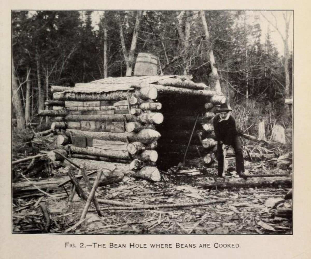 The bean-hole the study's lumbermen used in 1902.