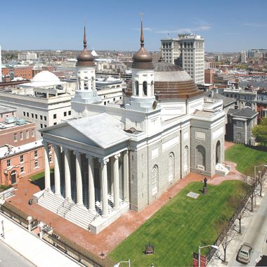 Exterior of the restored Baltimore Basilica.