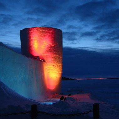 The Snow Castle looms over the Bothnian Bay in 2006