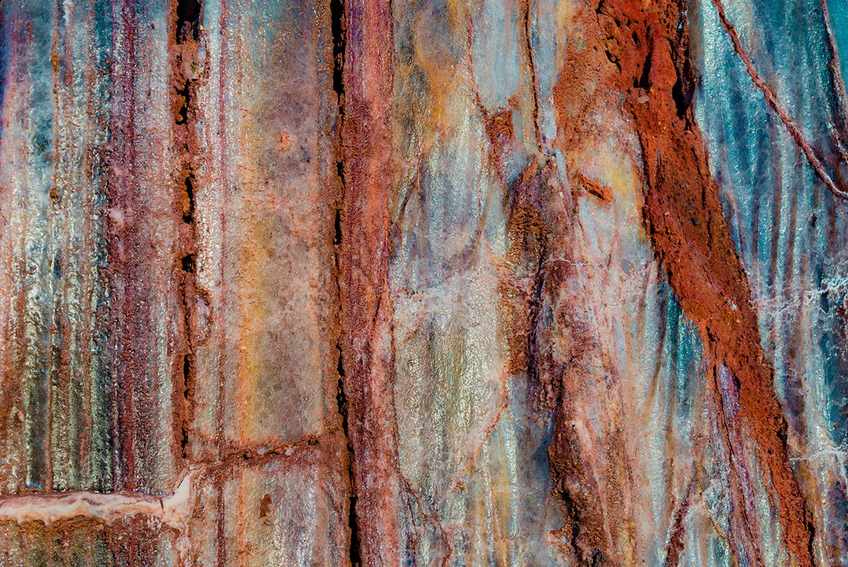 Flat mineral surfaces naturally weather into a kind of modern art.
