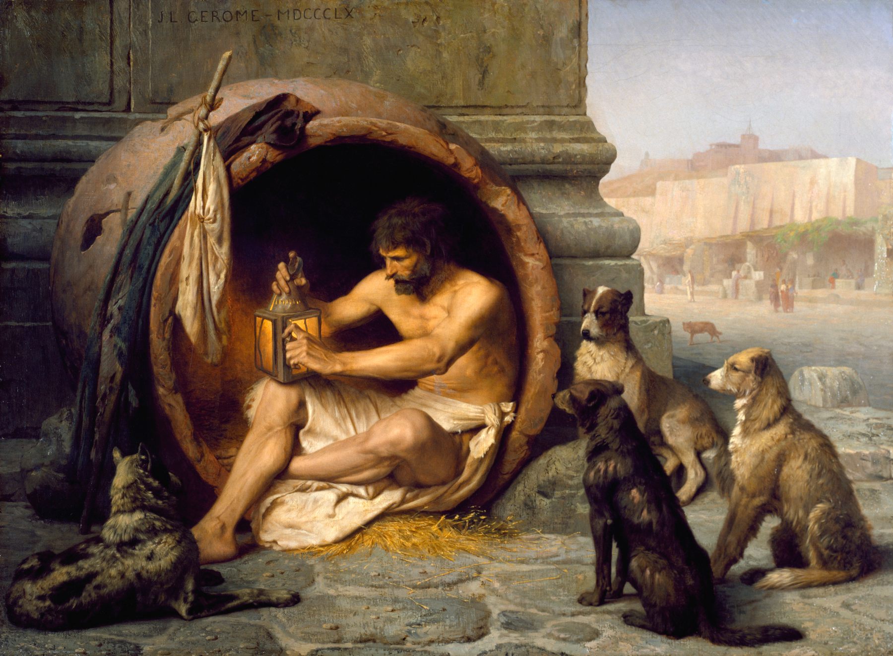 A century later, the philosopher Diogenes–pictured here in a portrait by Jean-Léon Gérôme–insulted the famous orator Demosthenes by sticking up his middle finger and saying “there goes the demagogue of Athens.”