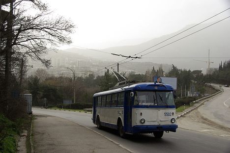 The Crimean trolleybus heading to the sea