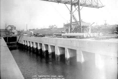 Lake Washington Ship Canal, Hiram M. Chittenden Locks construction, March 29, 1916.