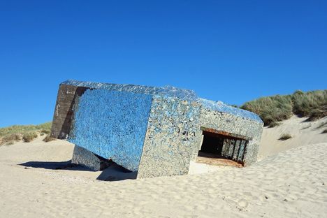 A mirrored bunker at Leffrinckoucke's Fort des Dunes.