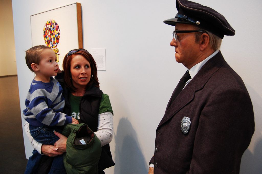 A wax figure of a security guard at the Nelson-Atkins Museum of Art in Kansas City.