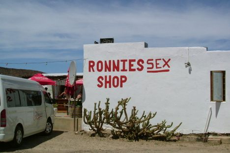 Red "Ronnies Sex Shop" lettering