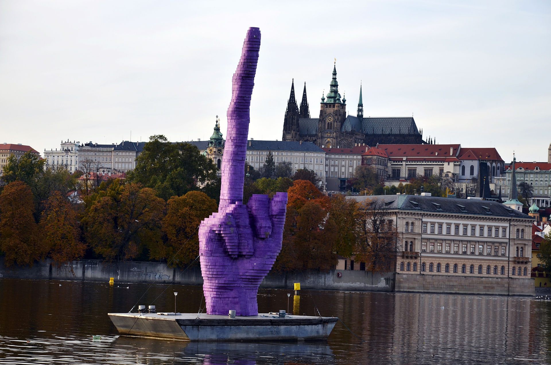 Sculptor David Černý installed this evocative artwork, called "Gesture," near Prague Castle right before the 2013 elections.