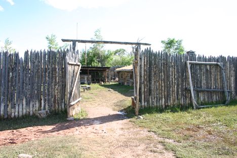 Entrance to replica of early 1840s stockade.