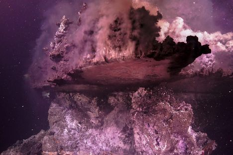A "mirror pool" below a volcanic flange in the Gulf of California.