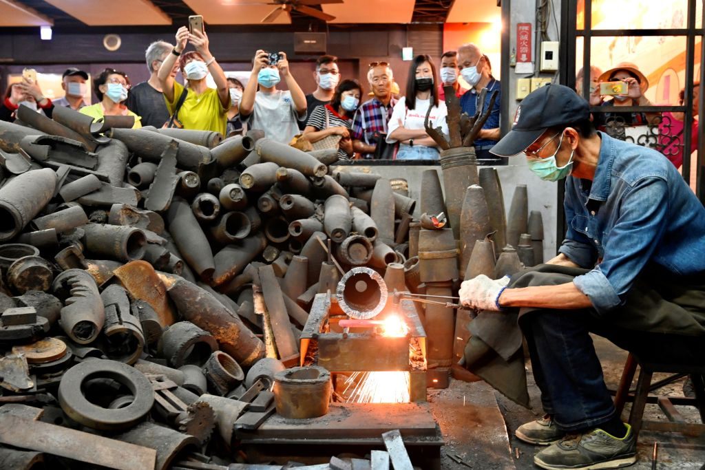 Both Wu Tseng-dong's knives and his forge have become a tourist draw.