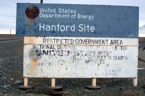 A highway sign foretells the decay of the Hanford Site. 