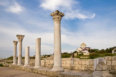 Ruins of ancient Greek colony of Chersonesos, in Crimea