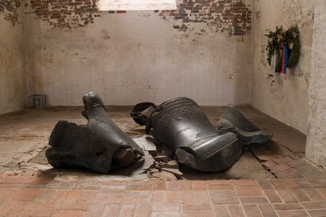 Church of St. Mary in Luebeck, the bells, partly melted during the fire in WWII.
