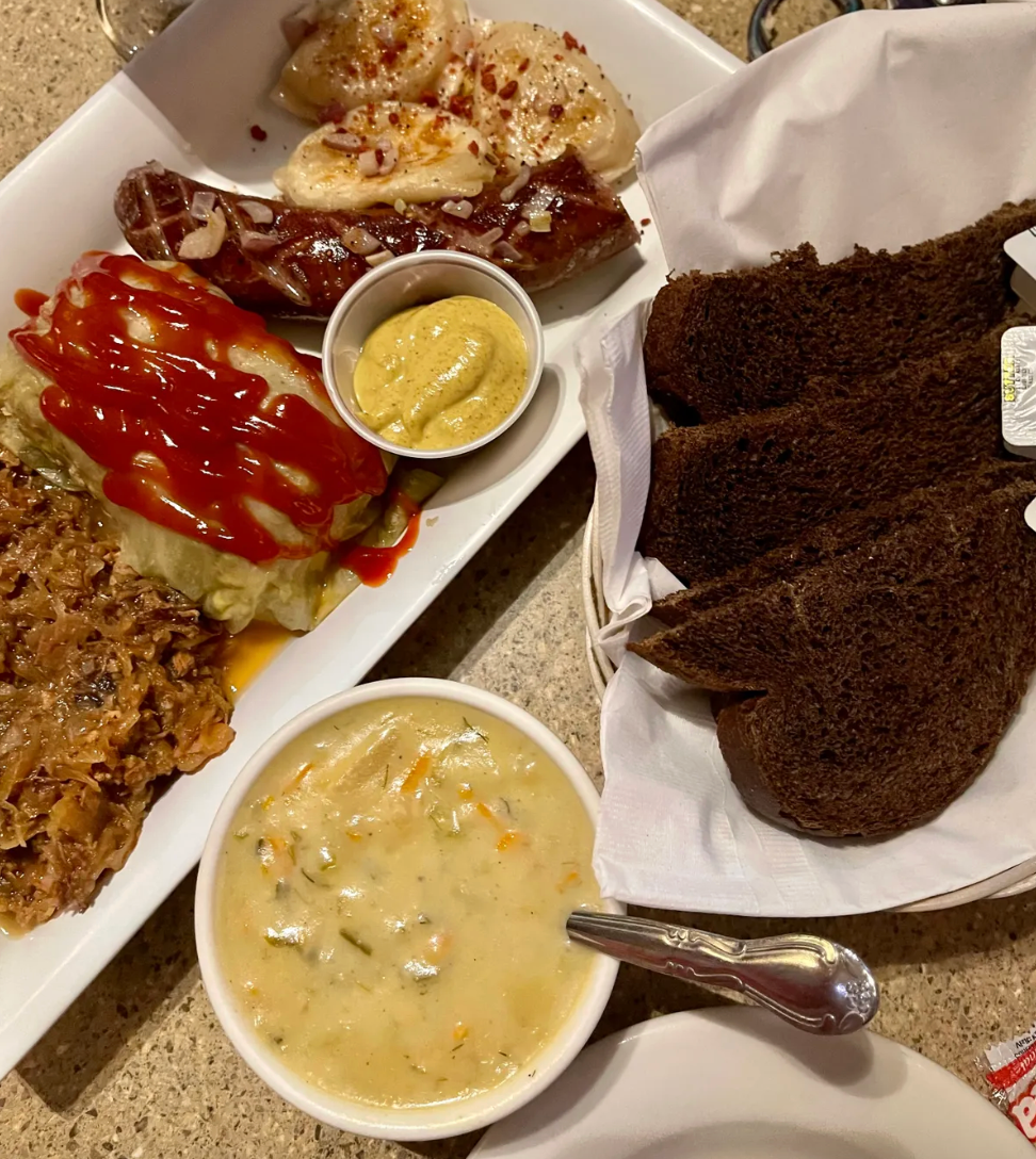 The Polish Sample Platter lets you sample fan favorites from the cafe’s lengthy menu. 