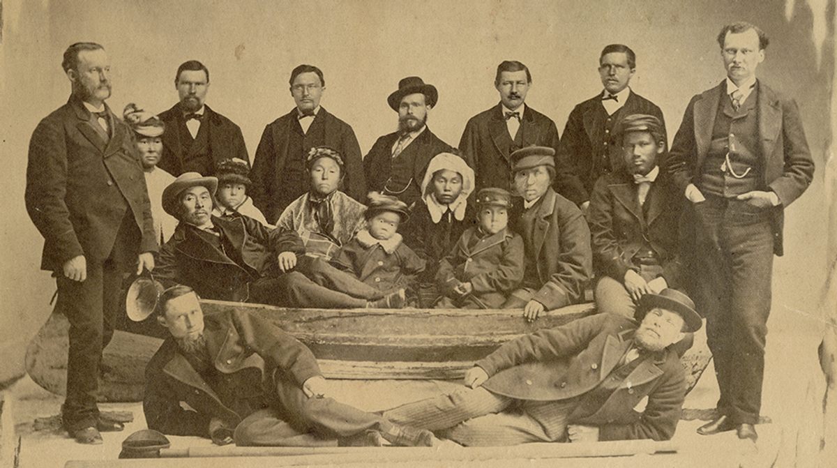 The crew of the USS <em>Polaris</em>, including Tookoolito, her husband, and their young daughter, spent six months trapped in an Arctic ice floe in 1872.