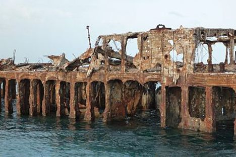 SS Sapona shipwreck off the coast of Bimini, The Bahamas. Taken Aug 19, 2009