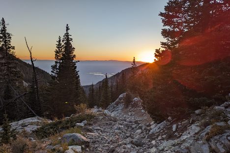 Looking down Lake Como road at sunset
