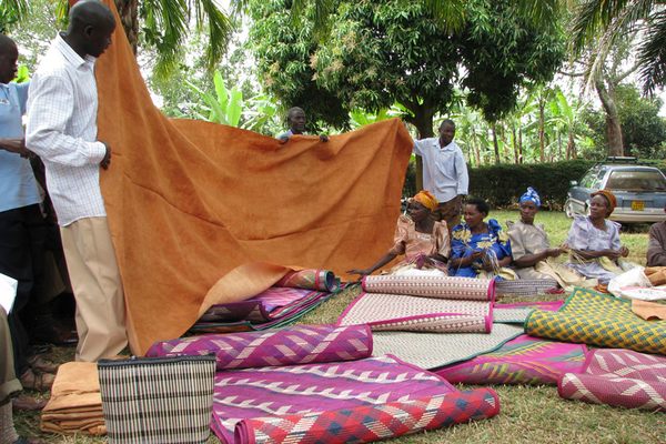Wares from the Bukomansimbi co-op of barkcloth makers and textile artisans in Kalisizo, Uganda. 
