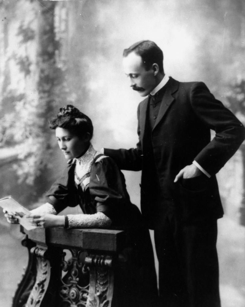 A couple demonstrates their favorite activity for an 1895 photo. 