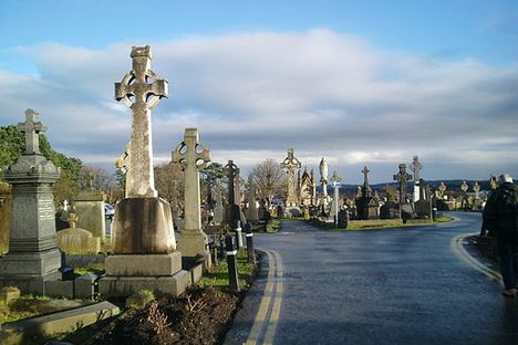 One of the winding paths of Milltown Cemetery