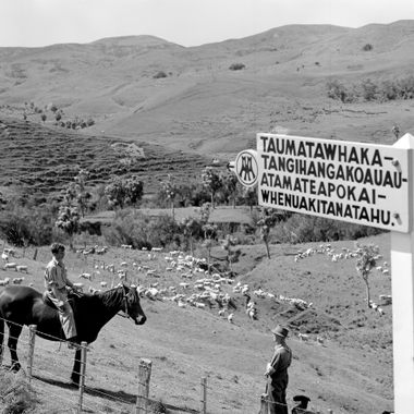 Old picture of the hill with sign
