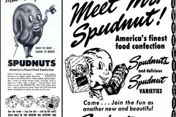 Vintage advertisements prominently featured Mr. Spudnut.