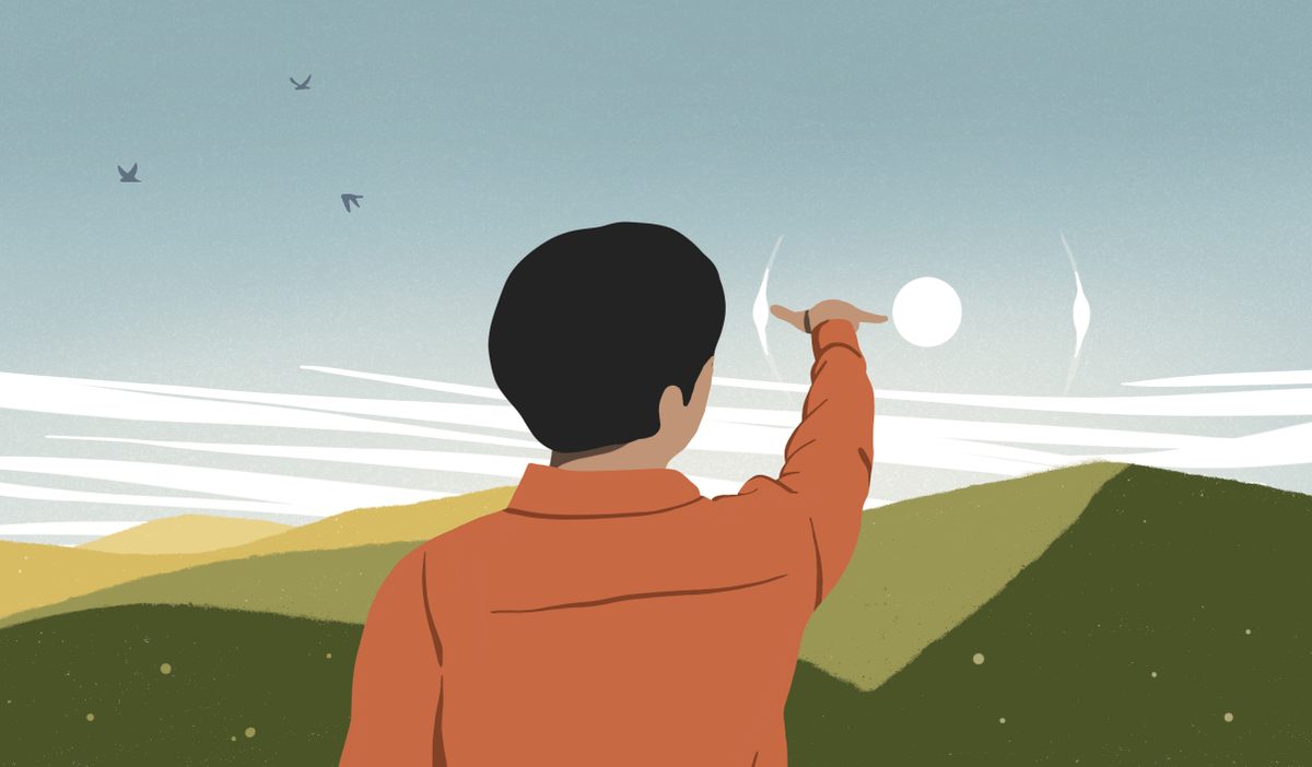 You can use your body to zero in on sun dogs and other cool things among the clouds.