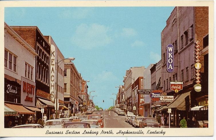 A postcard of Hopkinsville, Kentucky, from the 1950s.