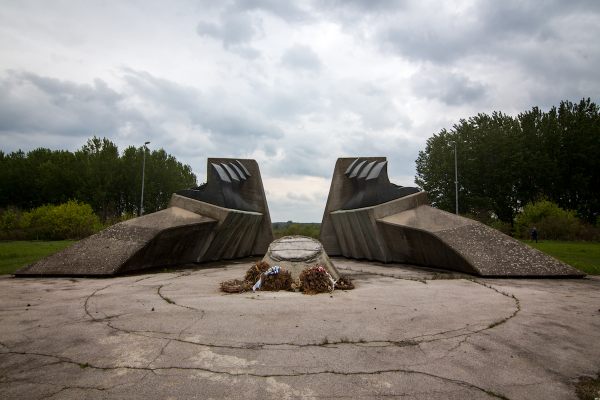 The ‘Furrow’ monument at the Stratište Memorial Complex