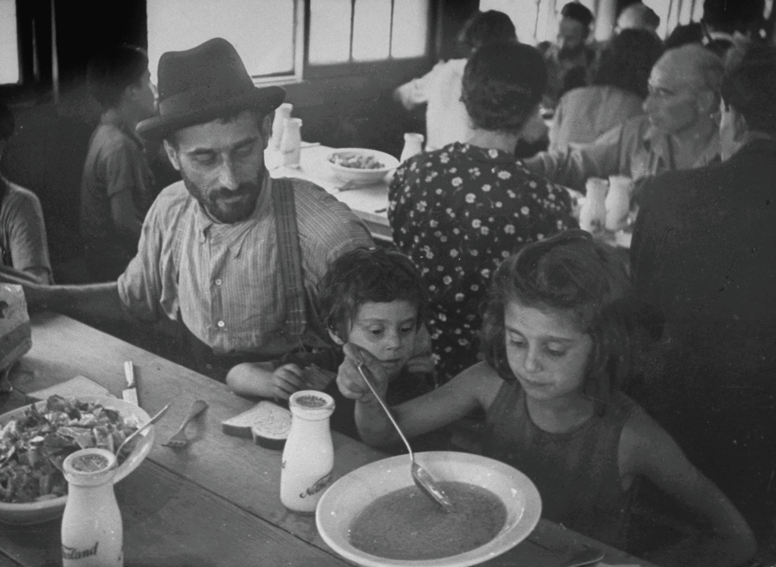 Some of the Desdner family, consisting of mother, father and nine children, Jewish refugees and concentration camp escapees.