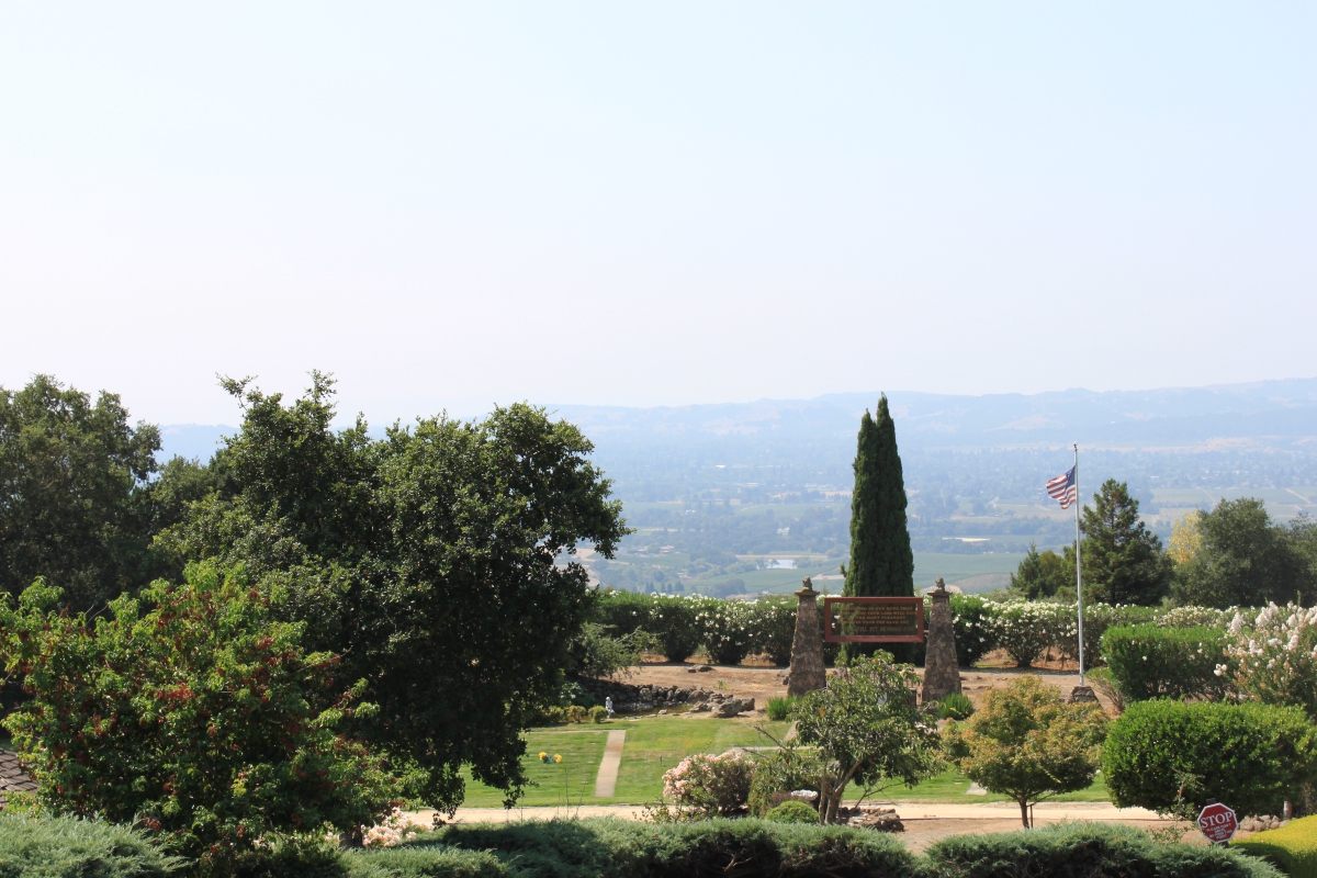 The entrance to Bubbling Well, which features a view over the Napa Valley.
