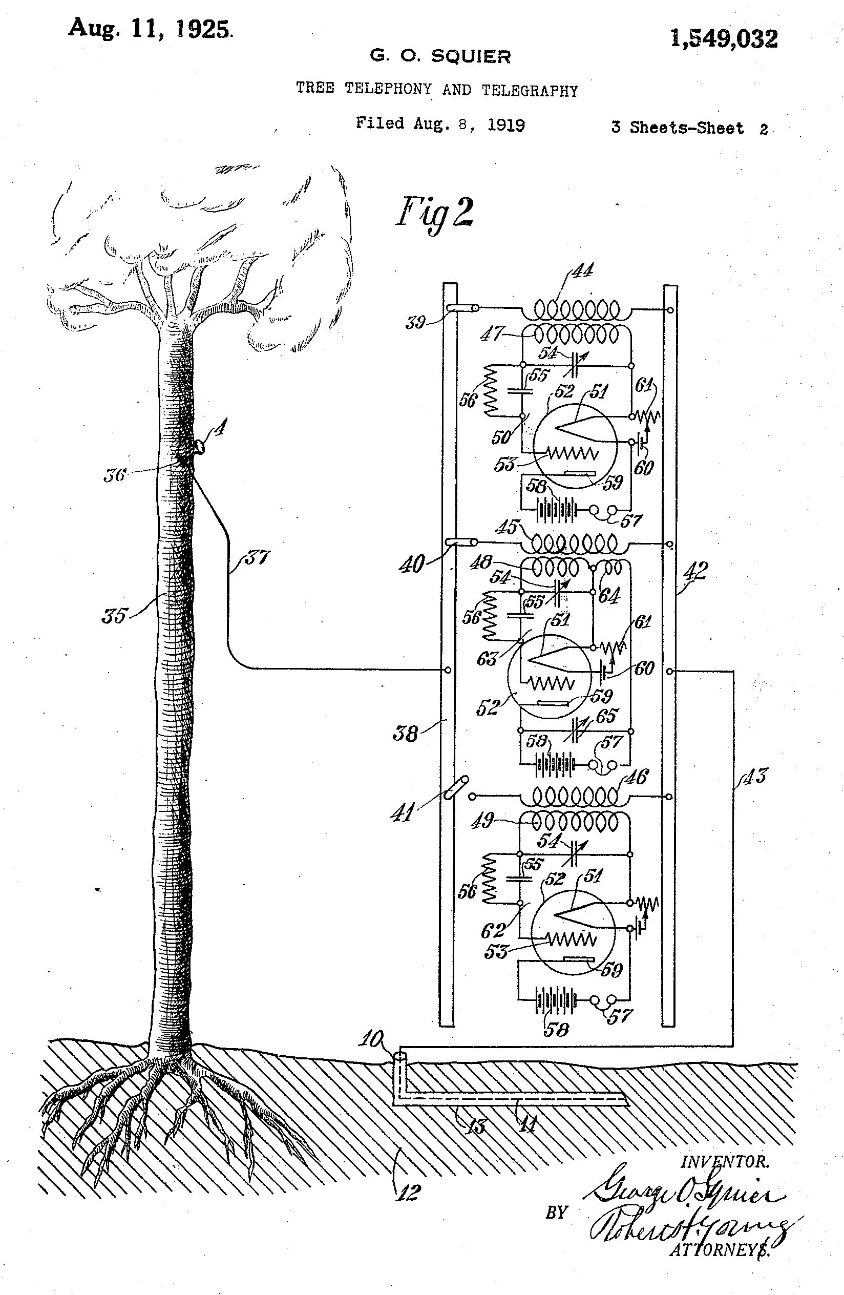 An illustration from Squier's 1919 Floraphone patent. 