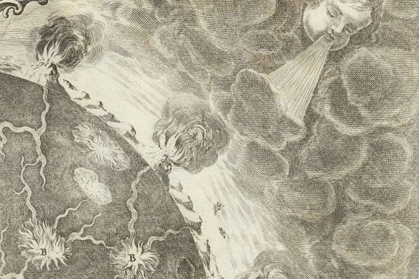 Kircher's map of the Earth's core and volcanoes, from Mundus Subterraneus, is richly detailed.