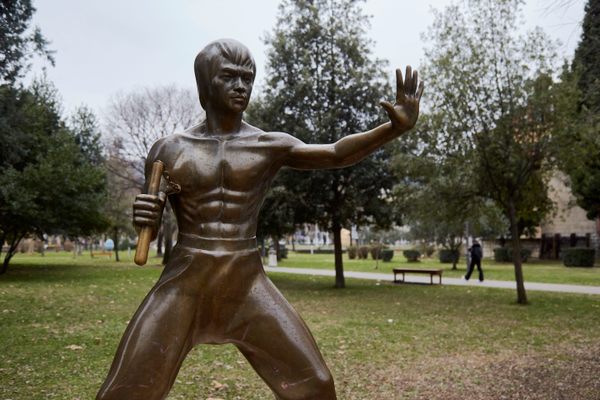 The statue of Bruce Lee in Mostar circa 2021