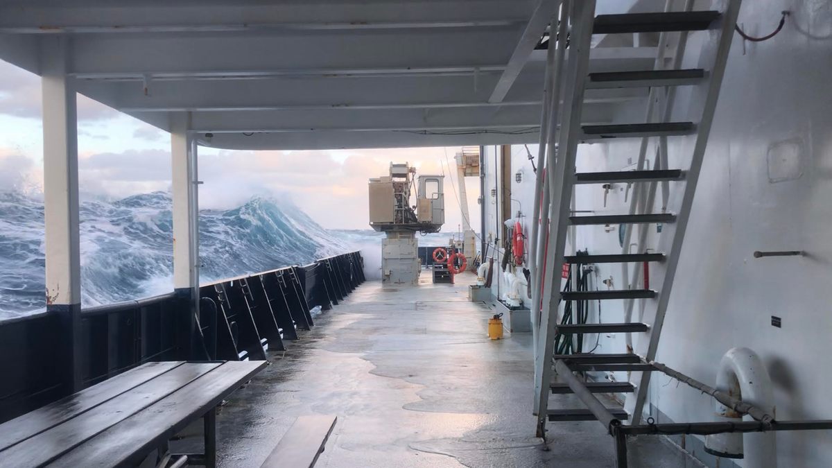 Southwestern Pacific waves sometimes battered the research vessel during the month-long expedition.