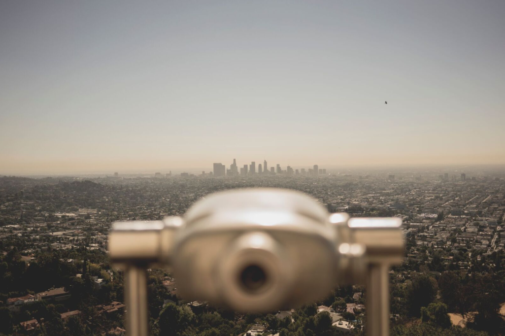 The view from a Griffith Observatory telescope viewfinder.