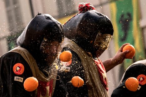 Nine teams of battlers take part in Ivrea's Battle of the Oranges. 