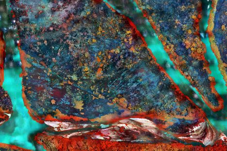 Multispectral imaging depicts destruction of the Pantanal, the world’s largest tropical wetland. In this map, reds show healthy foliage along the Rio São Lourenço, yellows show stressed plant life, while blues and blacks indicate where the forest has died.