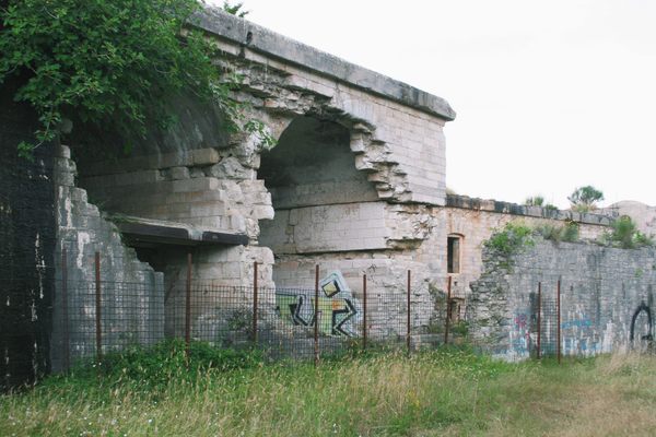 The outside of the fort, it is unknown if this is the engine room or a room with collapsed walls