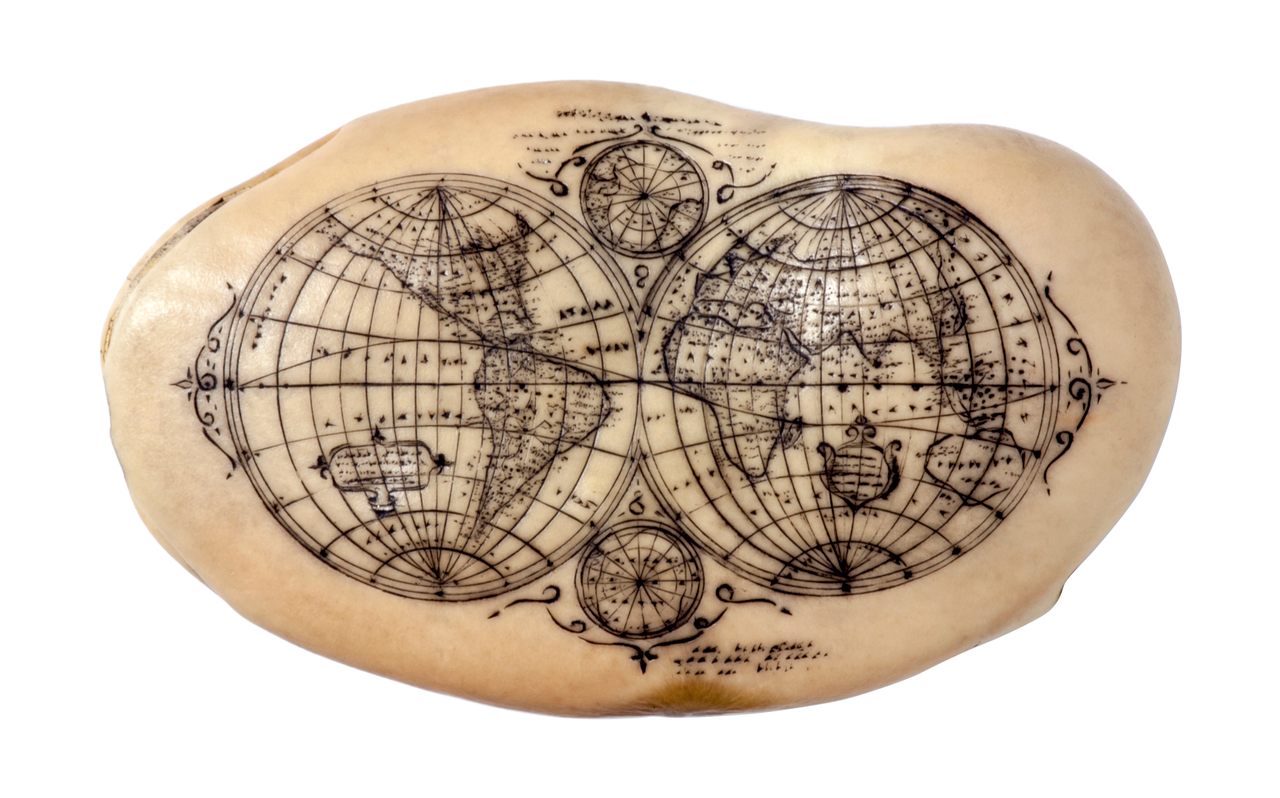 This antique world map is depicted on a fava bean.