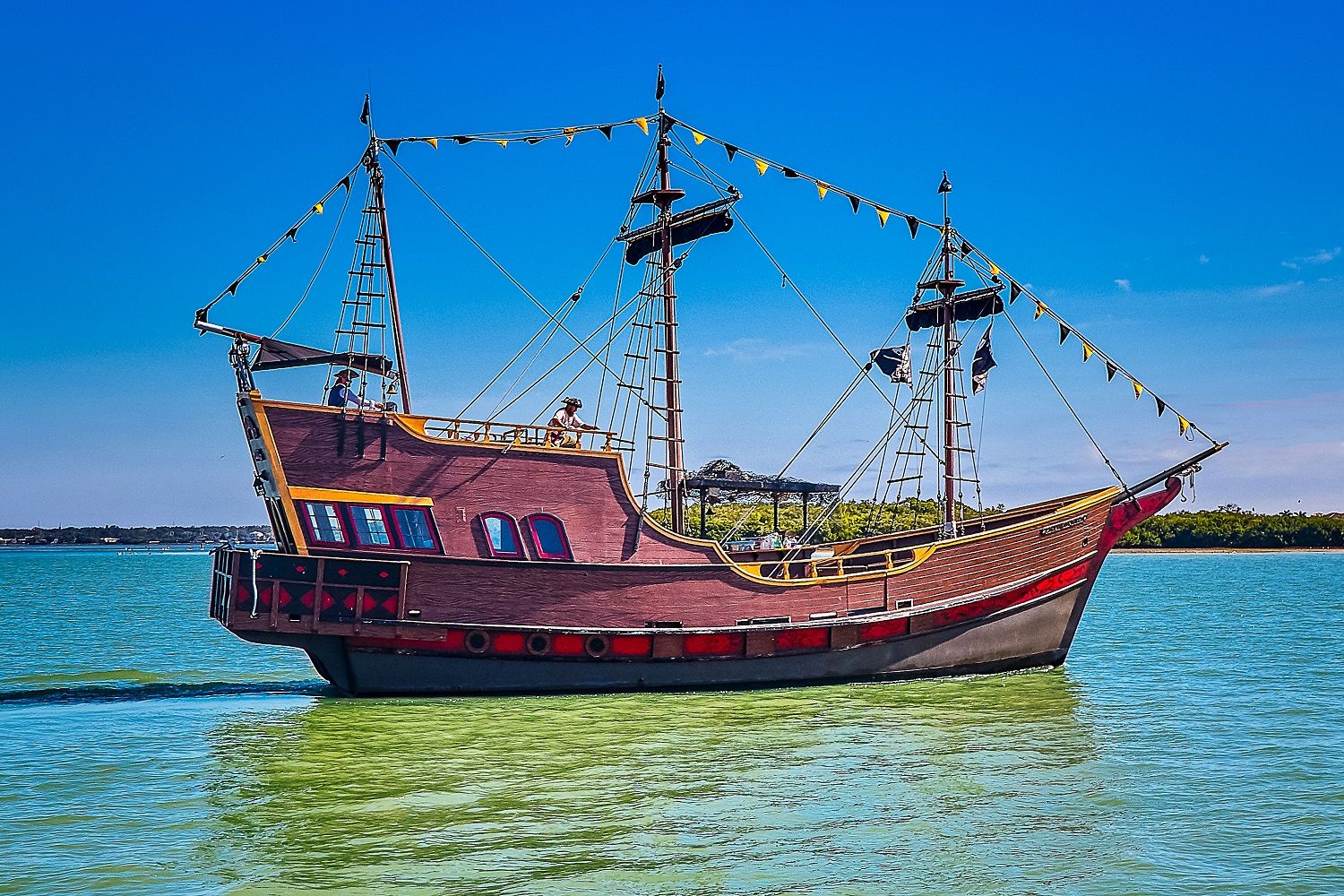 Set sail to explore Boca Ciega Bay with a friendly crew aboard the pirate ship at John’s Pass.