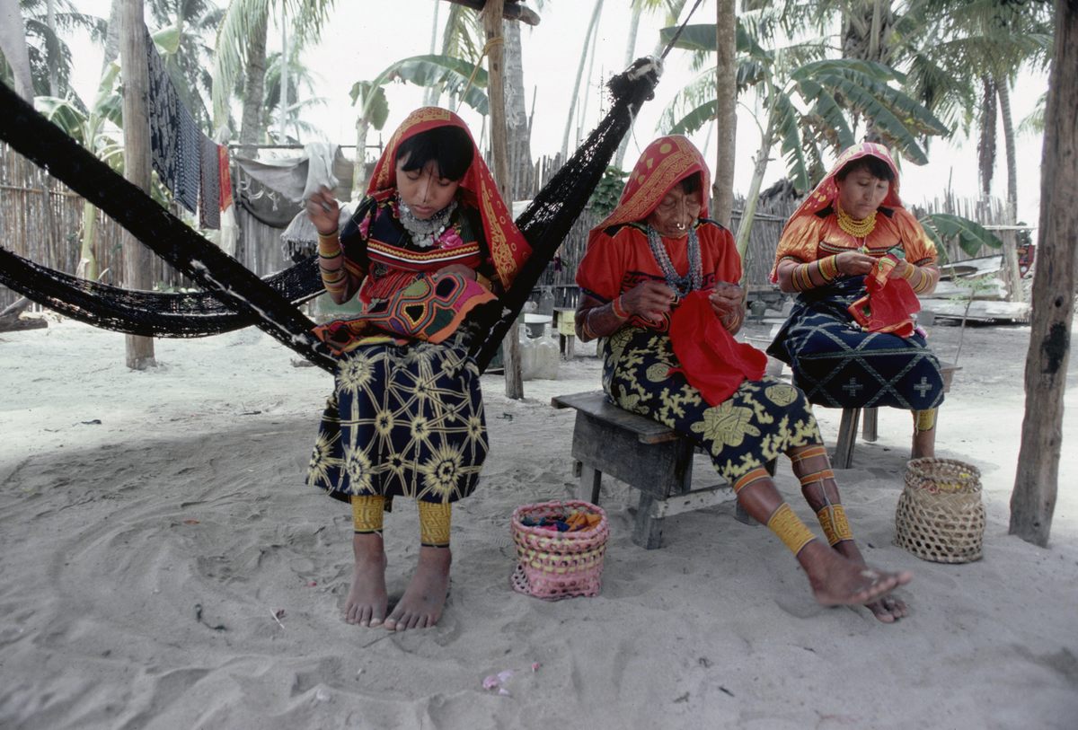 Guna women often spend all day working on their molas.