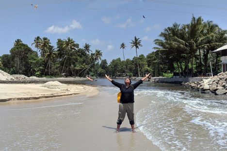Smith in Alleppey, Kerala, where the backwater meets the sea. 