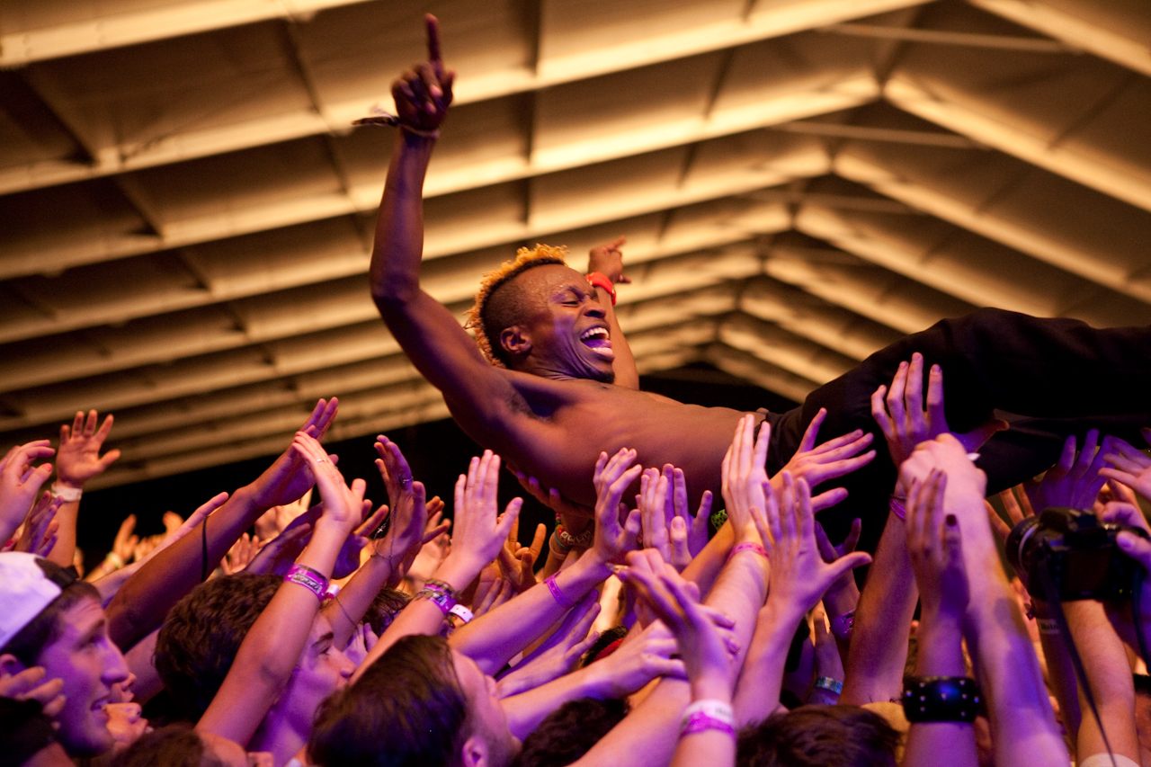 Major Lazer performing at Coachella in 2010.