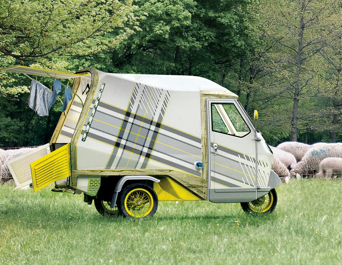 Bufalino, a pint-sized, three-wheeled camper, holds a bed, fridge, storage and enough space to sit and cook. (Cornelius Comanns, Germany, 2010)