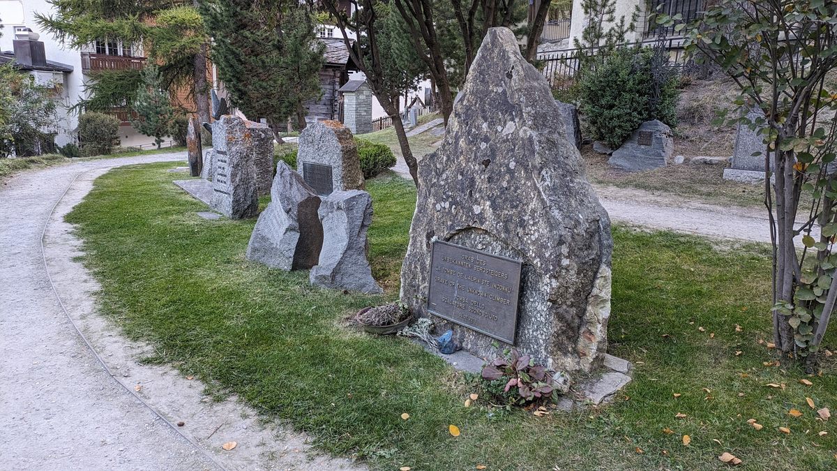 The Grave of the Unknown Climber at Zermatt's Mountaineers' Cemetery.